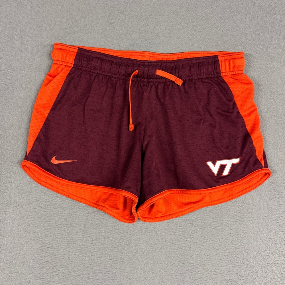 Virginia Tech Hokies Athletic Shorts Womens Medium Maroon Orange Nike Running